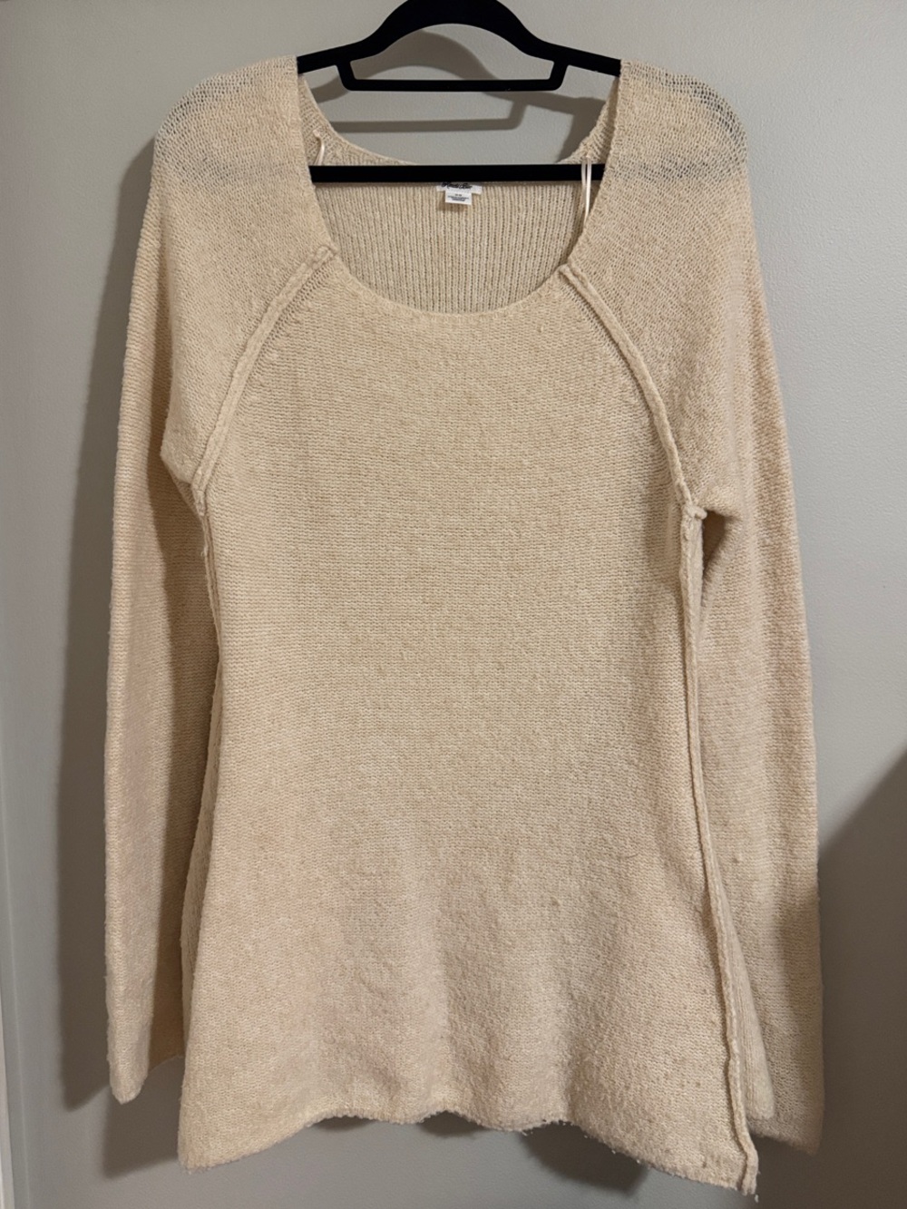 Cozy Scoop Neck Women's Sweater Dress in Cream
